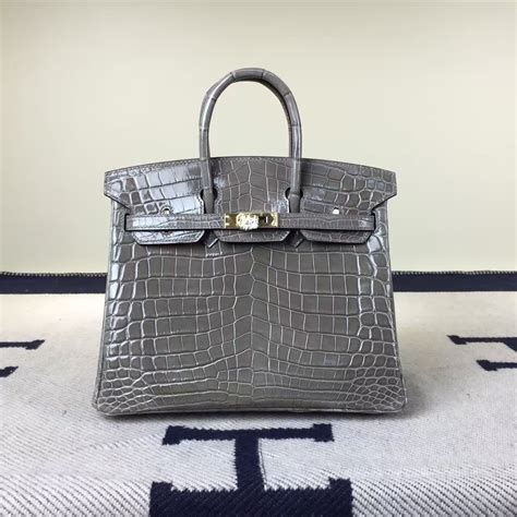 hermes birkin gray 25|Hermes Birkin 25 crocodile.